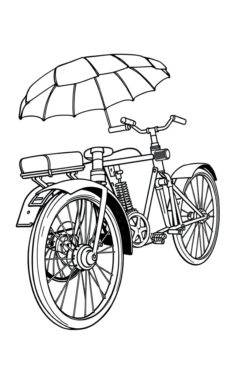 Steam Tricycle coloring page, free printable