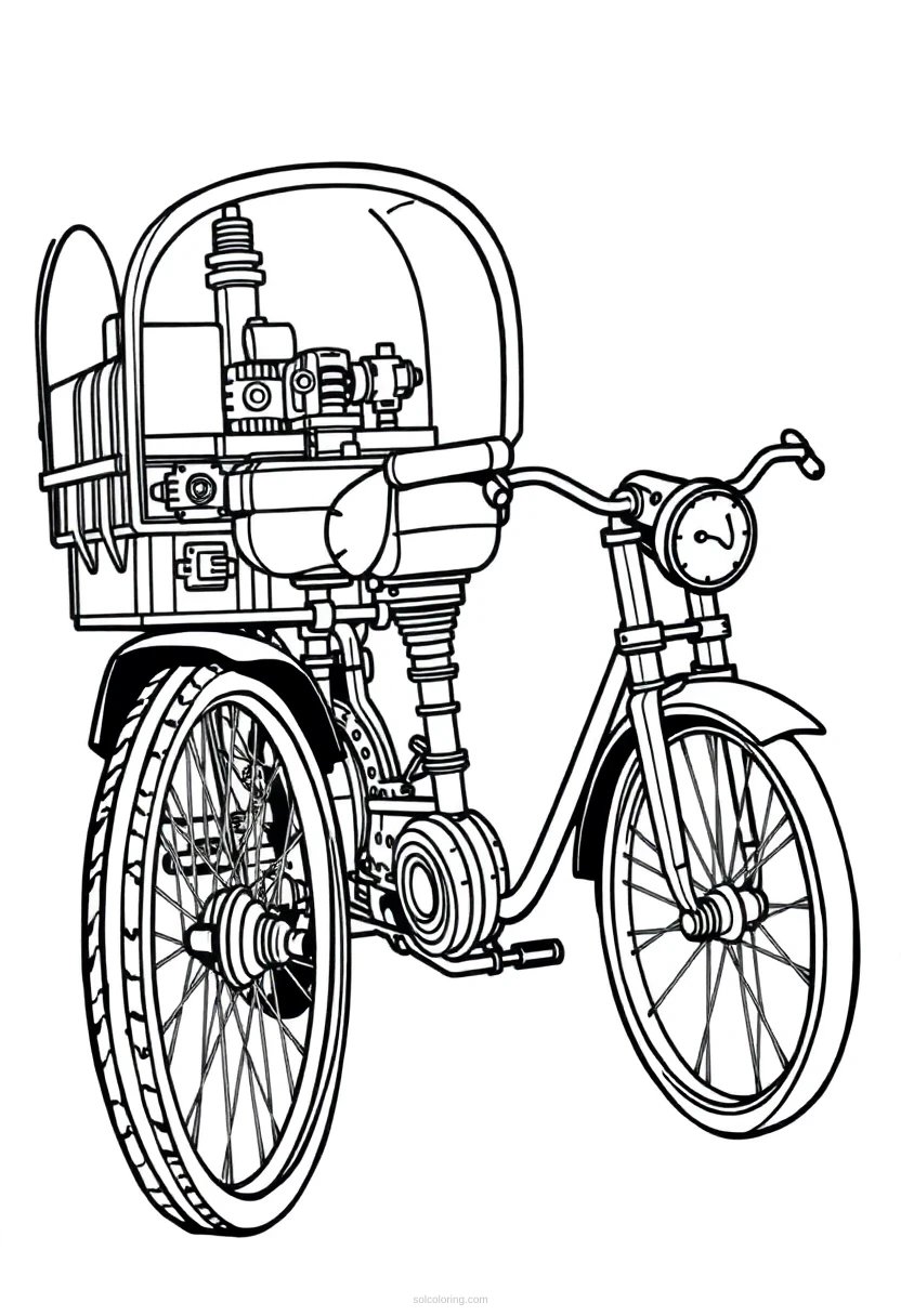 Steam Tricycle coloring page for kids