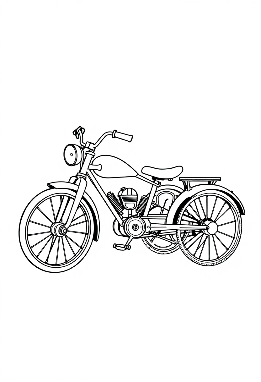 Steam Tricycle coloring page, free printable