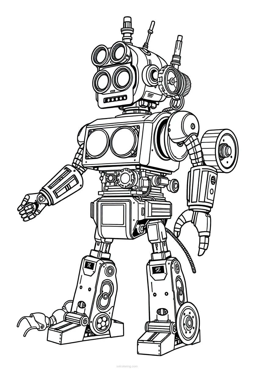 Steampunk Clockwork Robot coloring pages