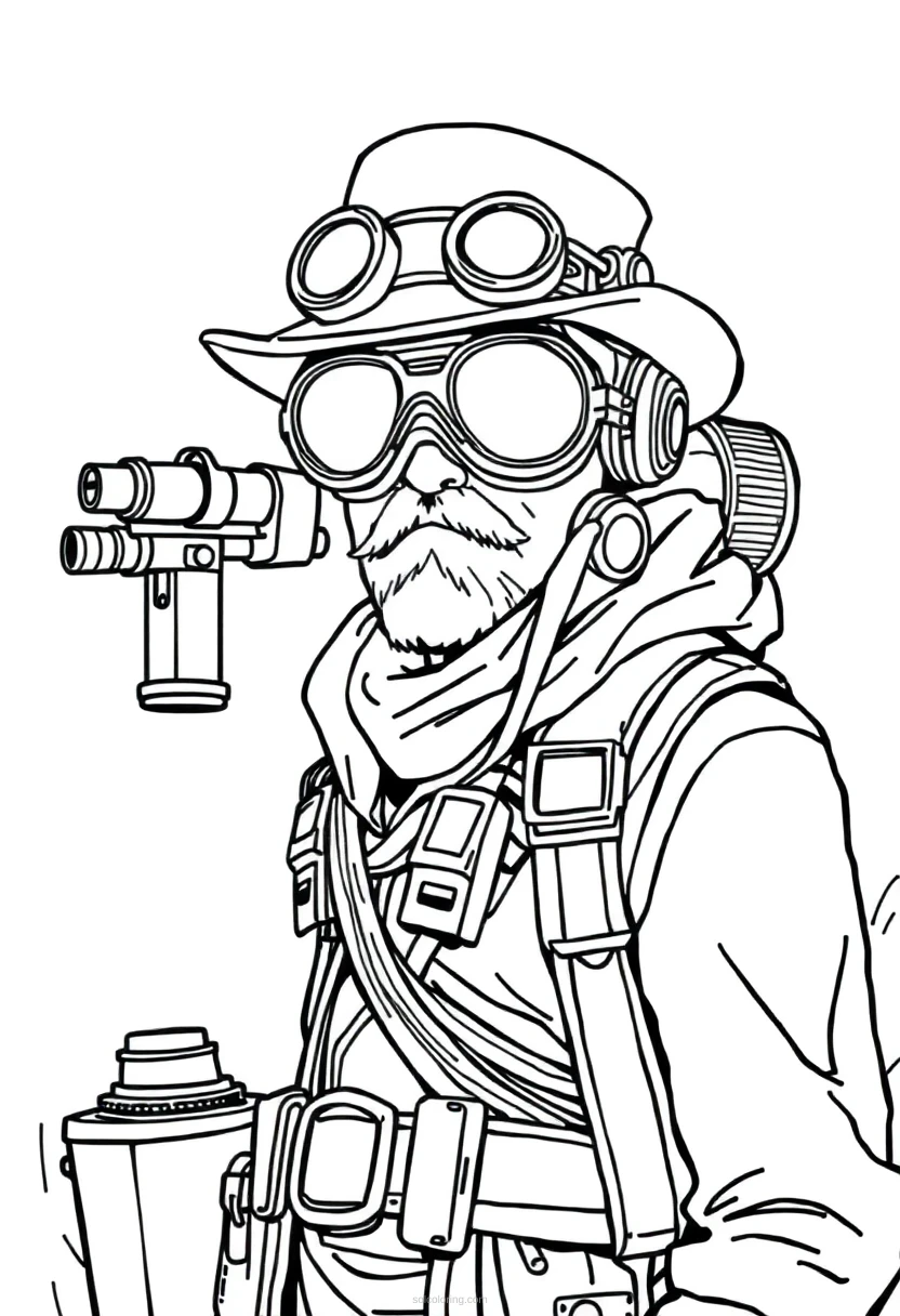 Steampunk Explorer coloring page for kids