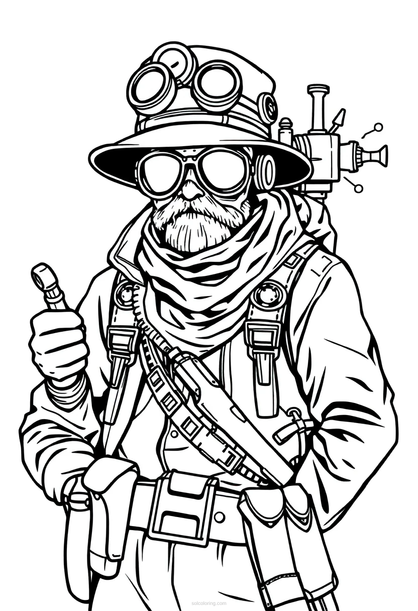 Steampunk Explorer coloring page for kids