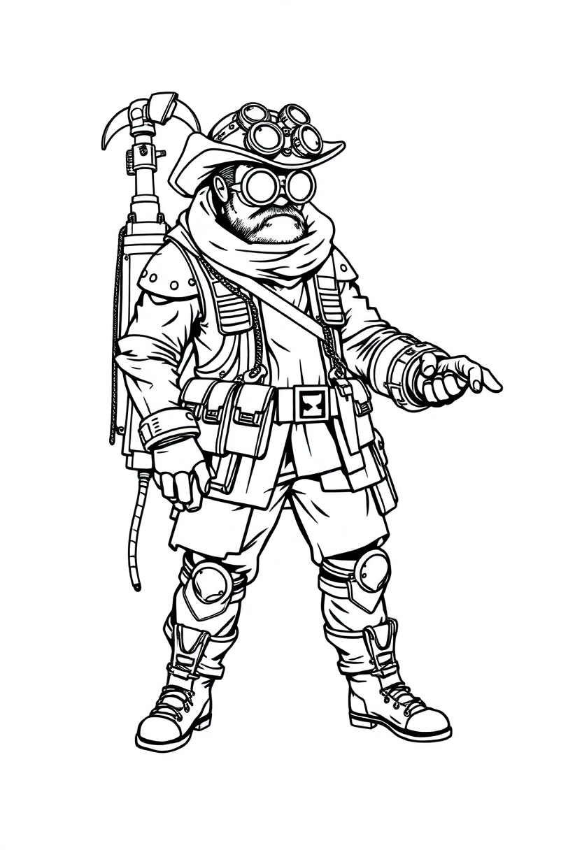 Steampunk Explorer coloring page, free printable