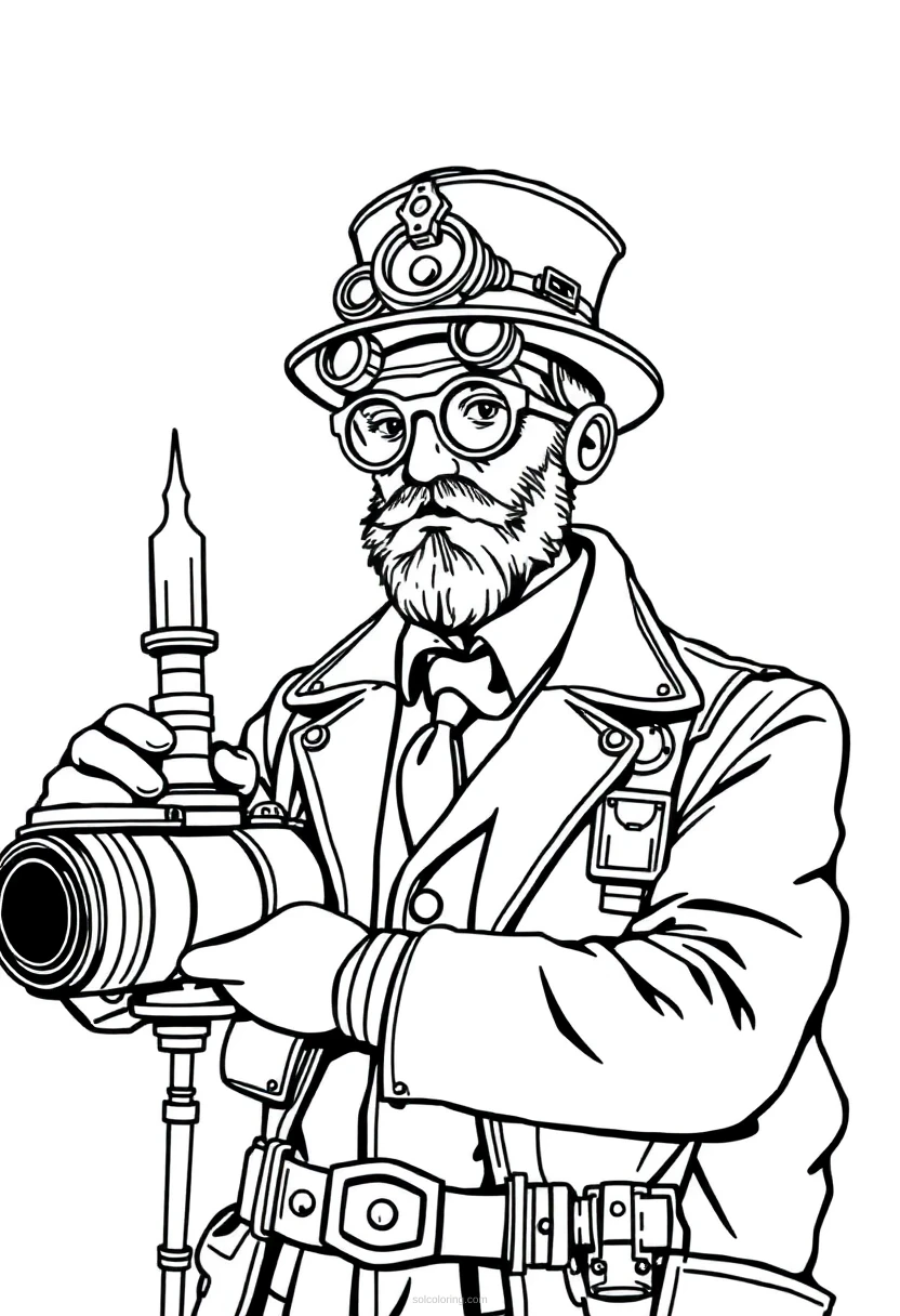 Steampunk Inventor coloring pages