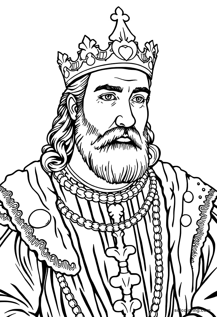 Stefan the Great of Moldova coloring page, free printable detailed style