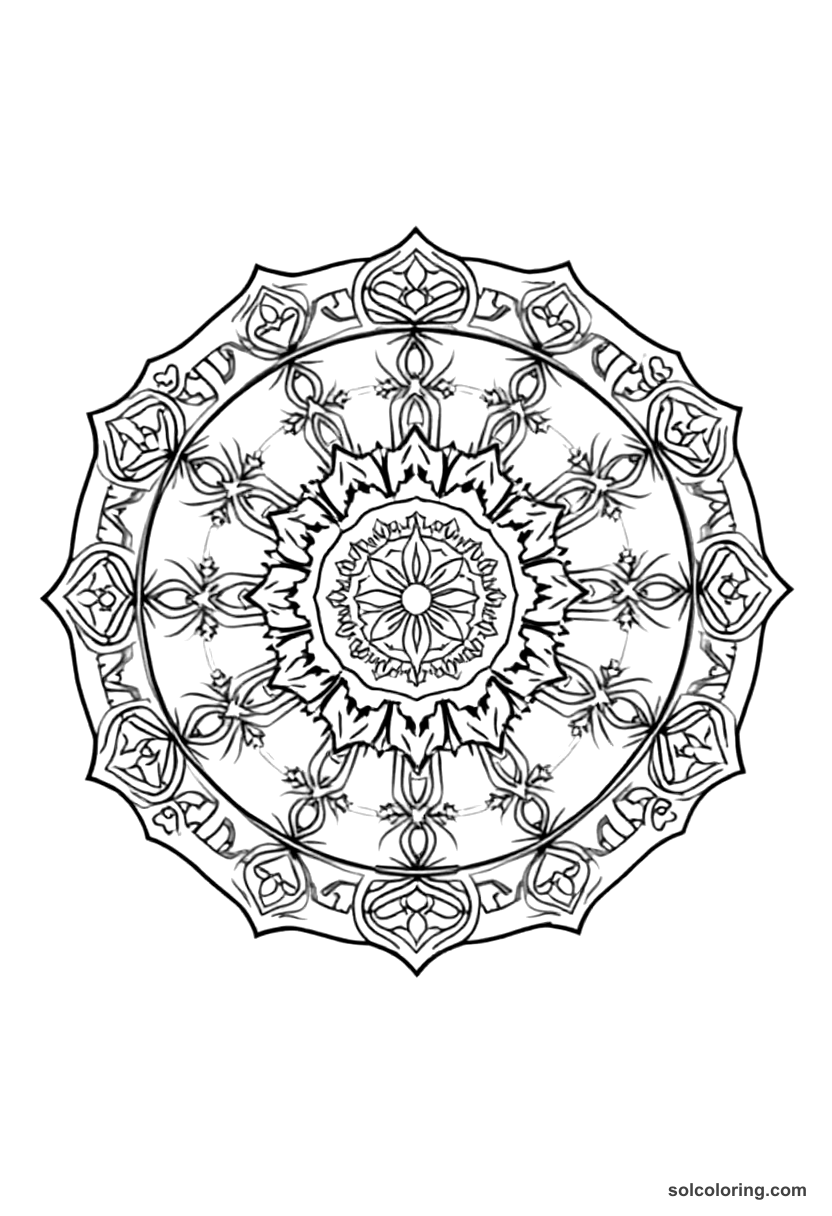 Mandala Stefan the Great of Moldova coloring page, free printable mandala style