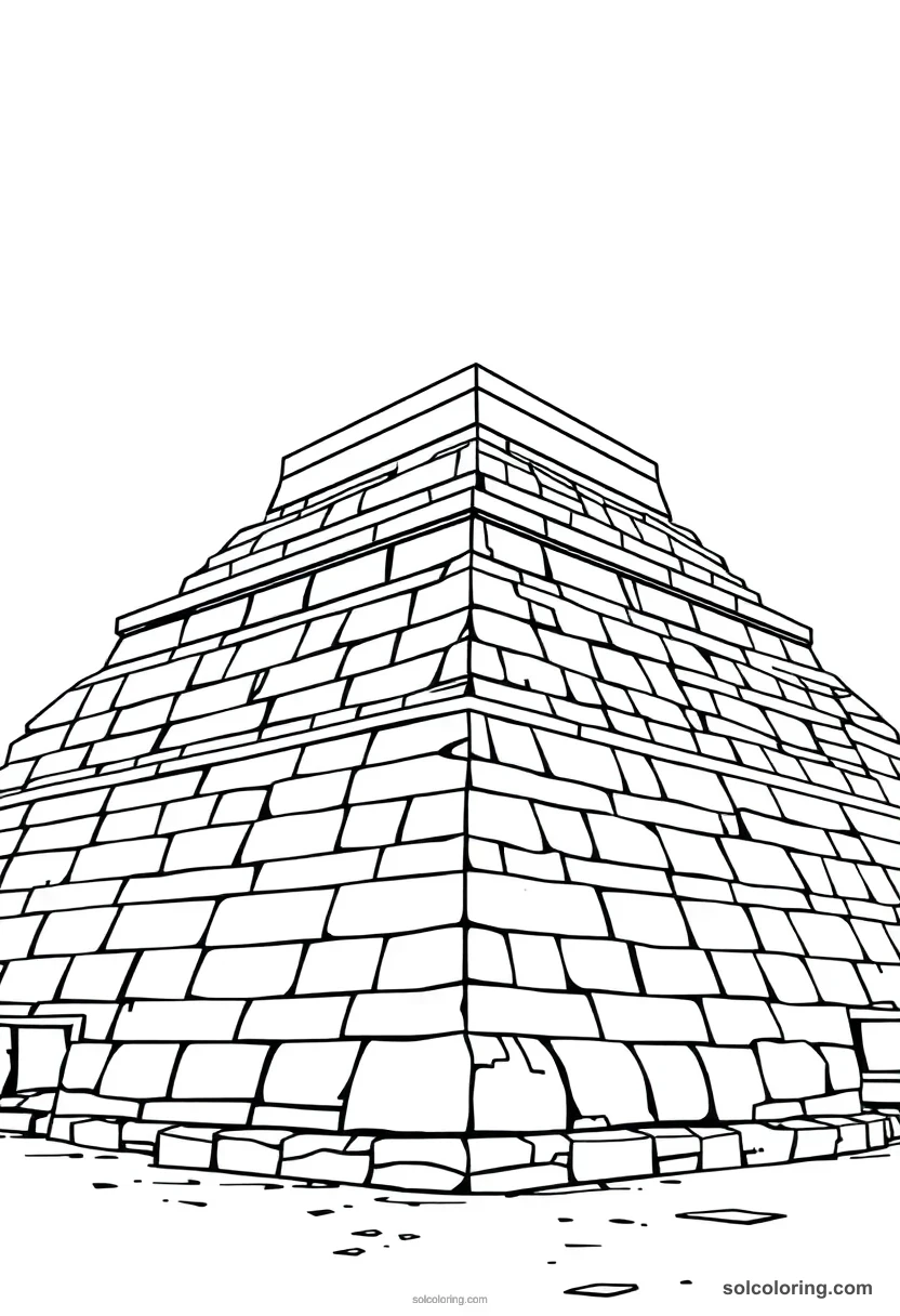 Step Pyramid of Djoser at Saqqara detailed coloring page for kids