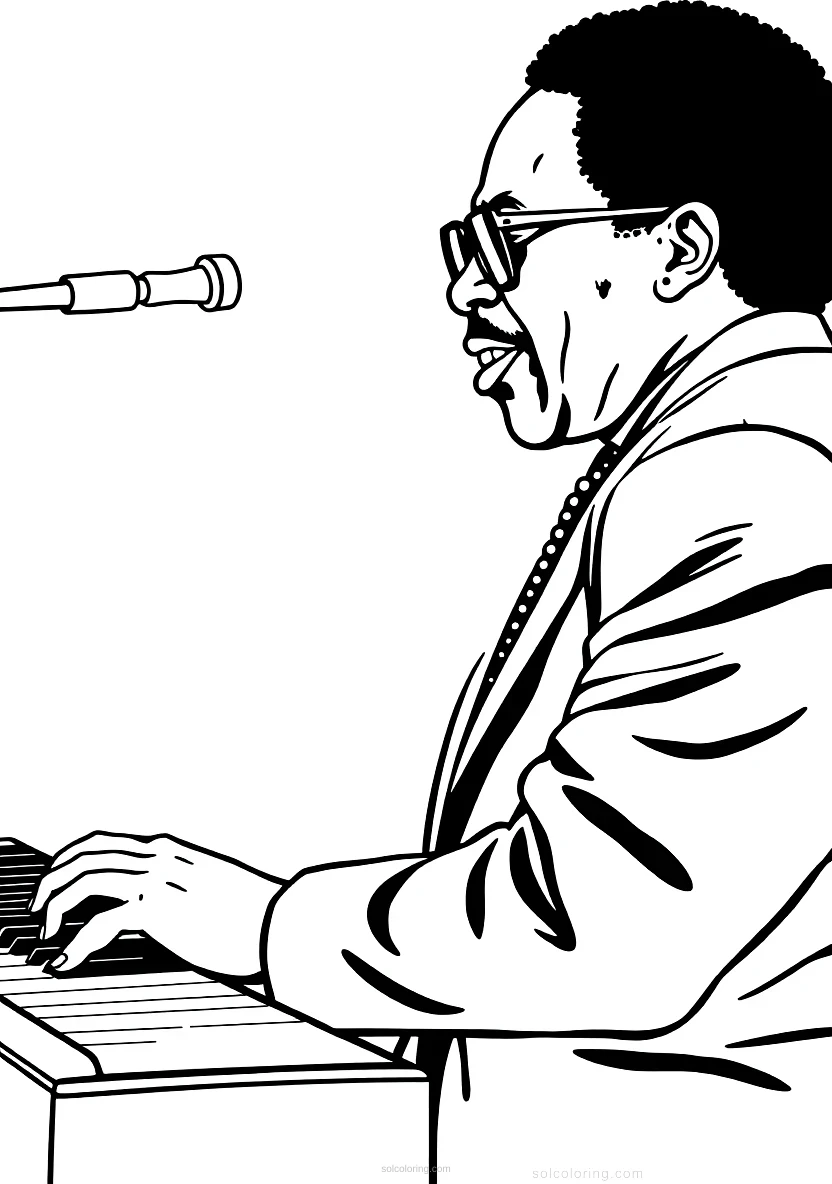 Stevie Wonder at Piano coloring page for kids