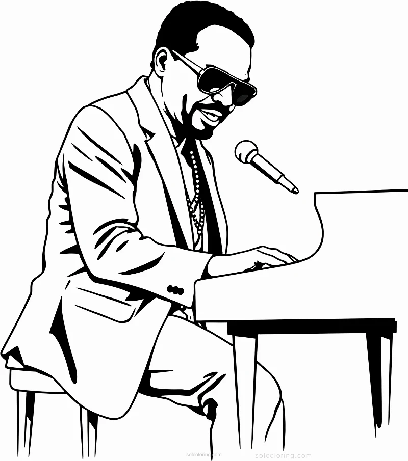Stevie Wonder At Piano coloring pages