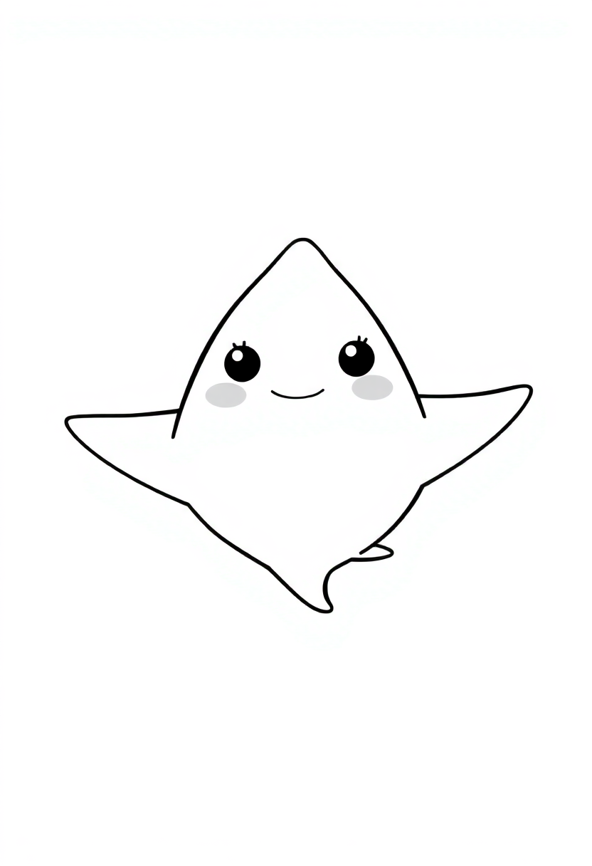 Stingray coloring page, free printable standard style for kids and adults