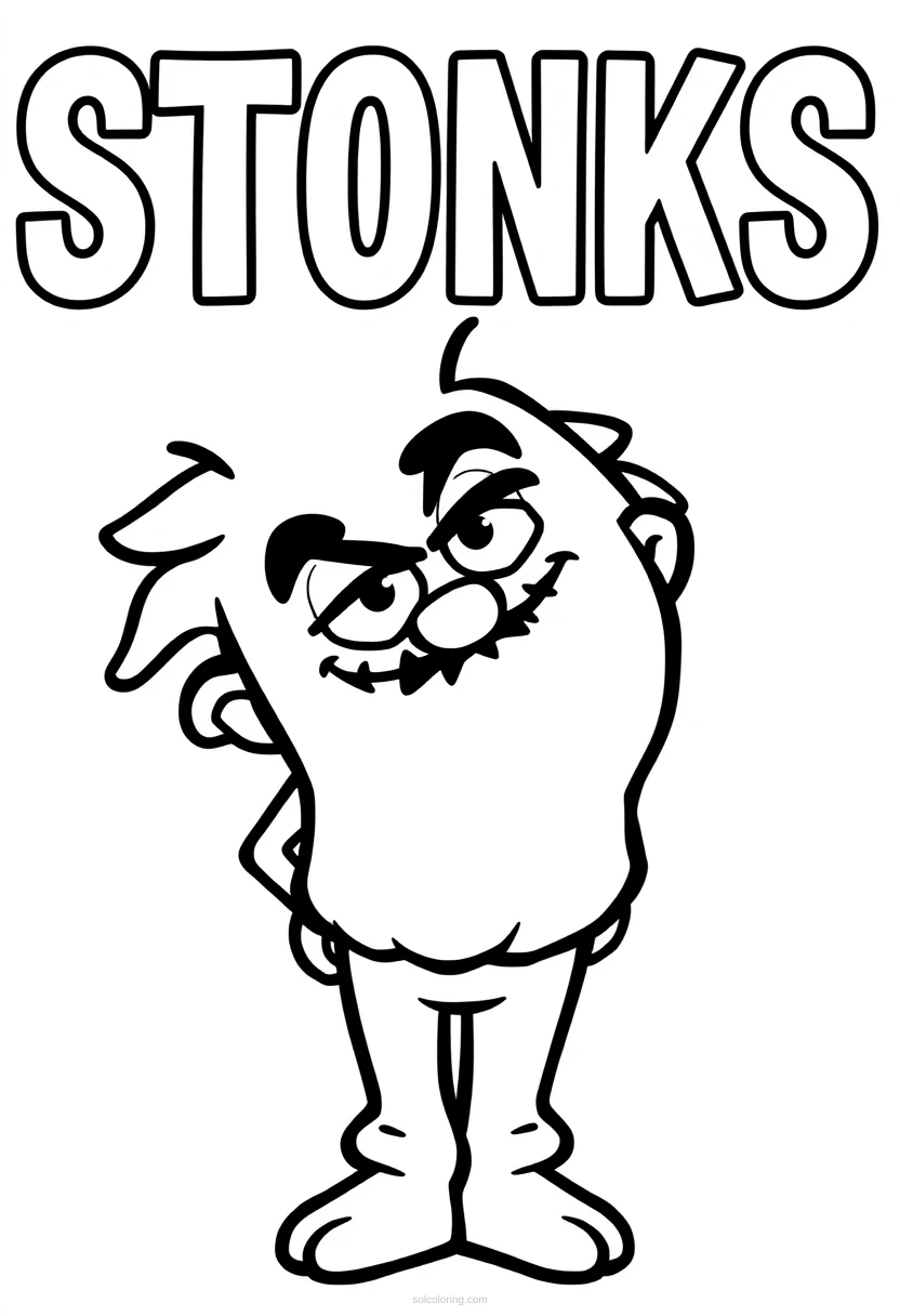 Stonks Meme Man coloring page for kids