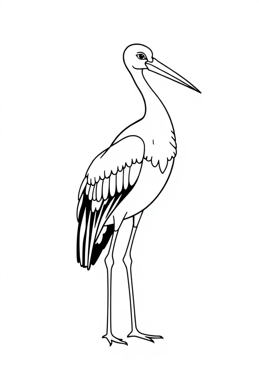 Stork coloring page, free printable