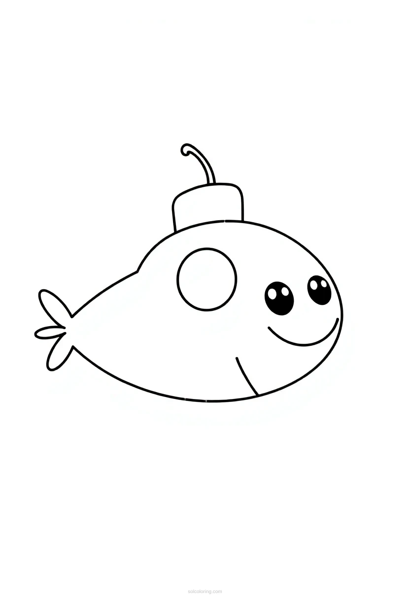 Submarine coloring page for kids