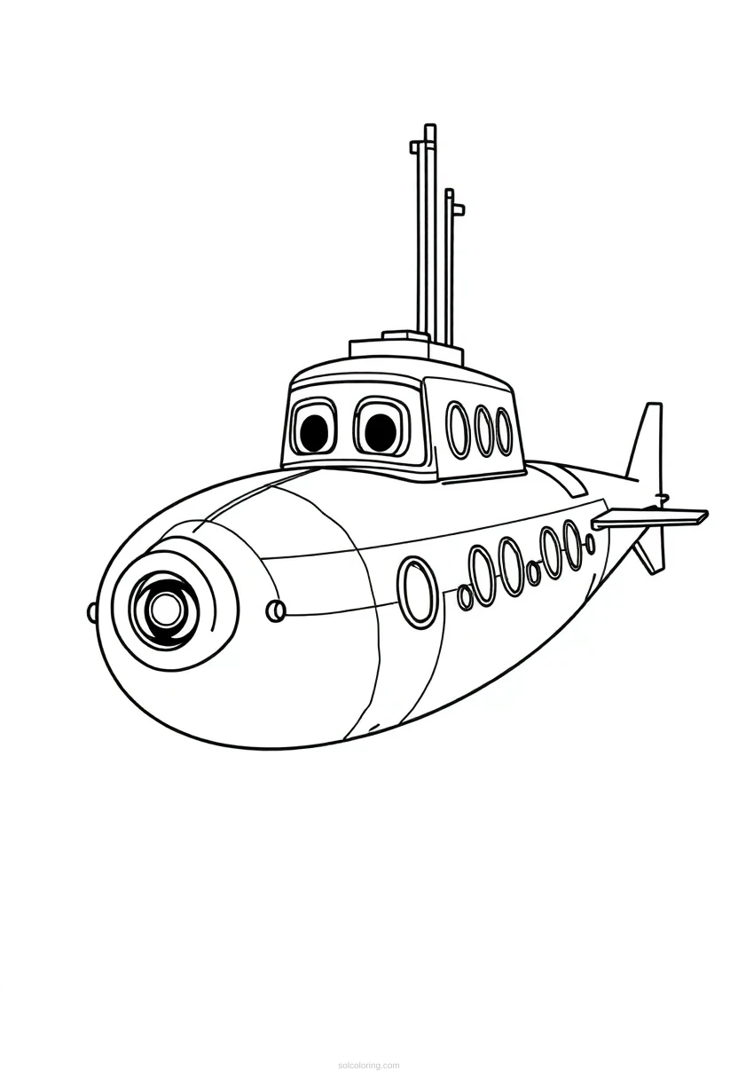 Submarine coloring page for kids