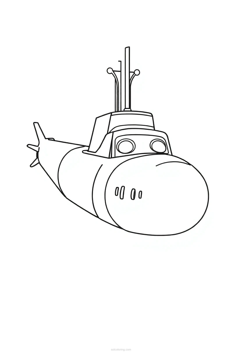Submarine coloring page for kids