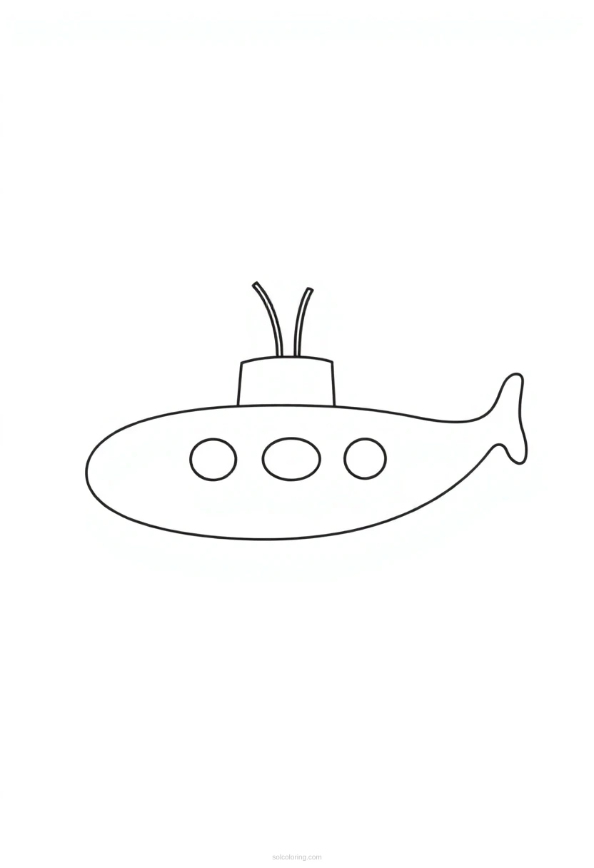 Submarine coloring page for kids