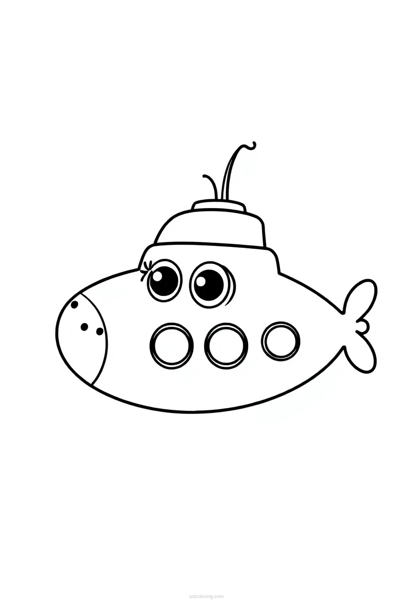 Submarine coloring page for kids