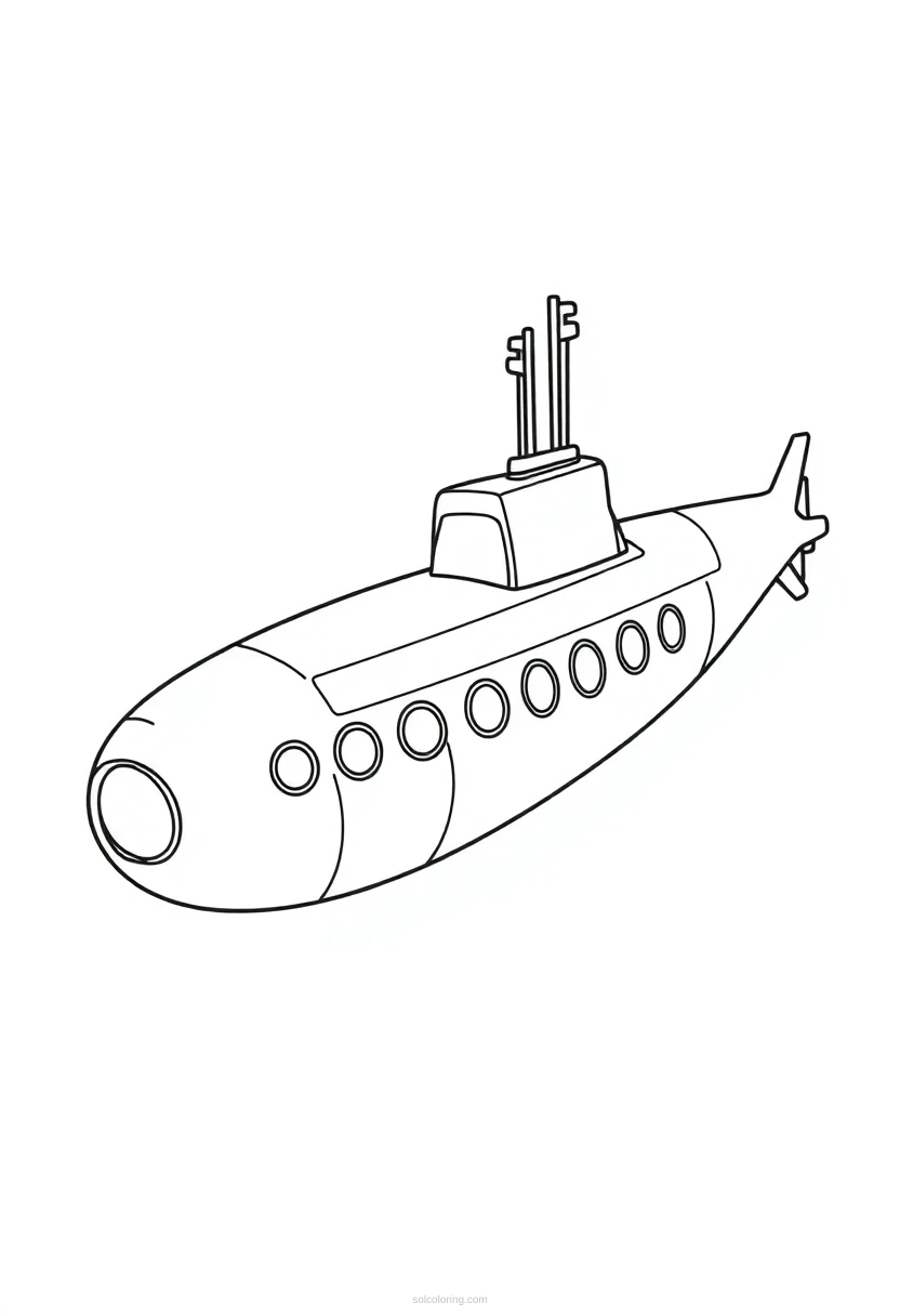 Submarine coloring page for kids
