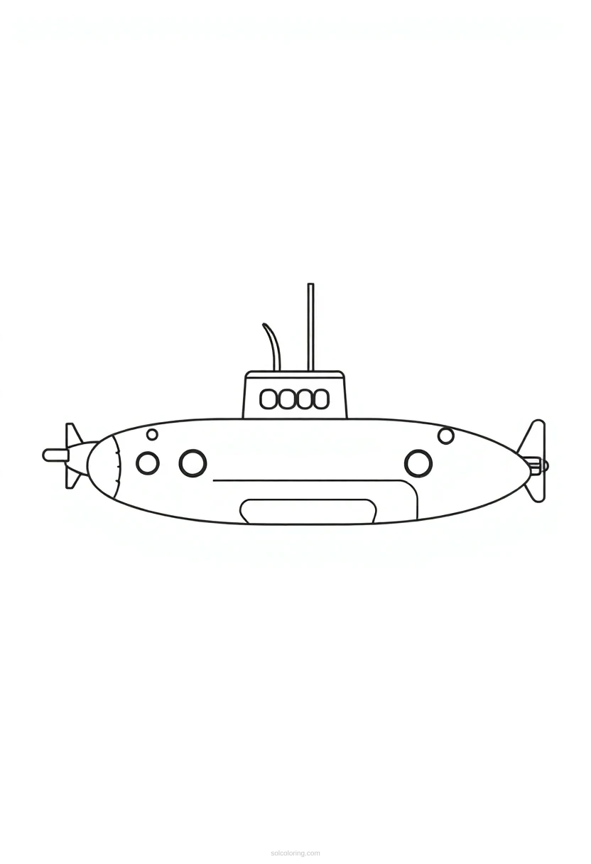 Submarine coloring page for kids