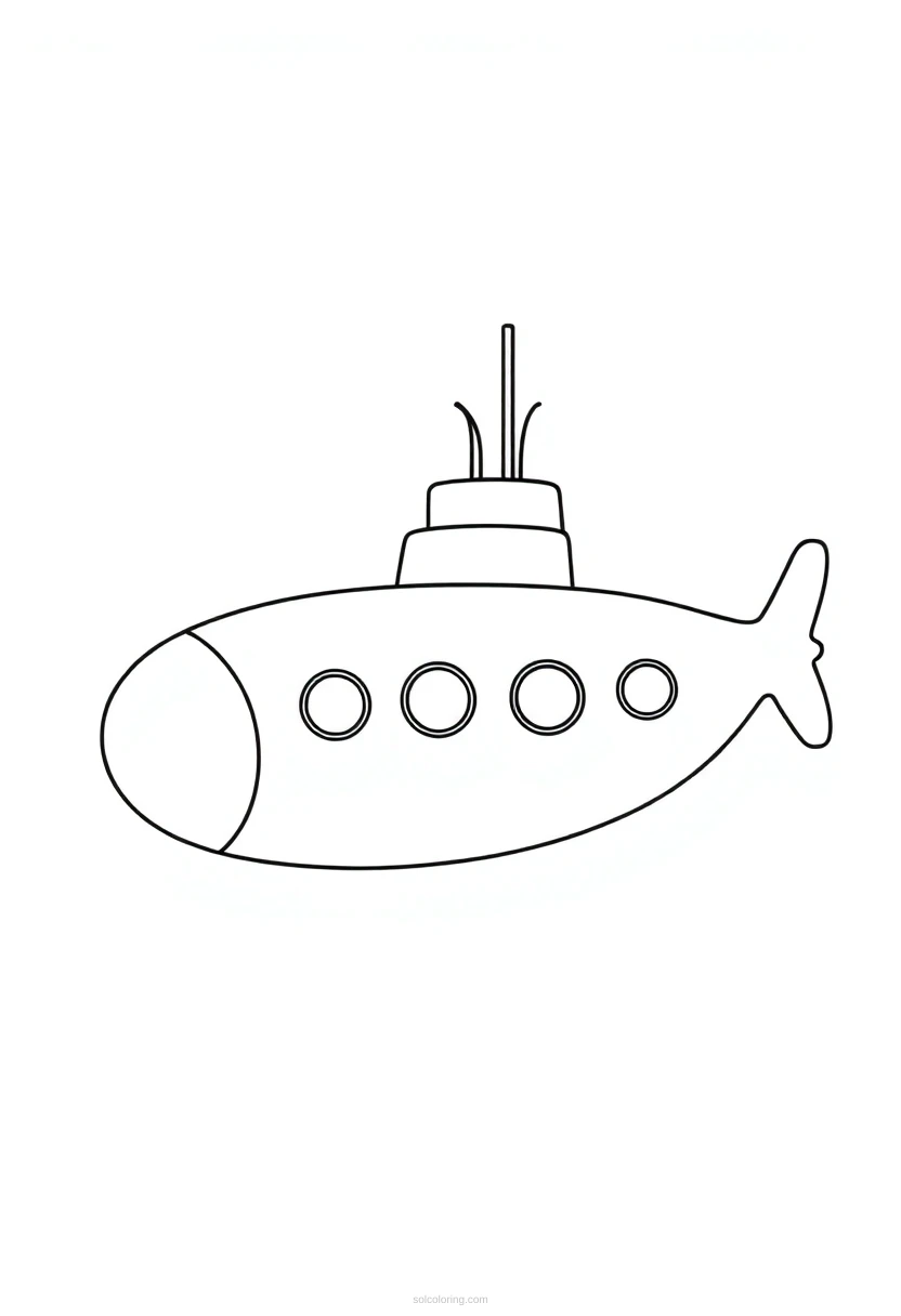 Submarine coloring page for kids