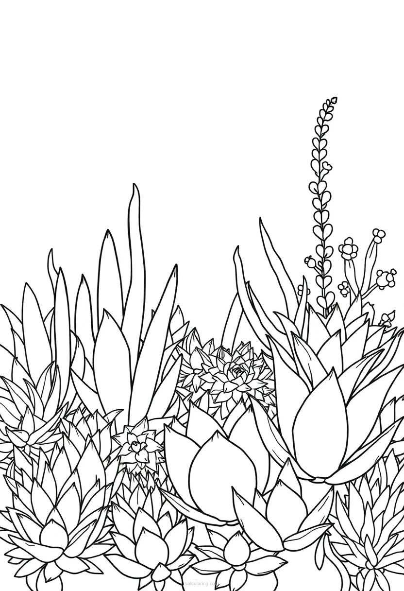 Succulent Garden coloring page for kids