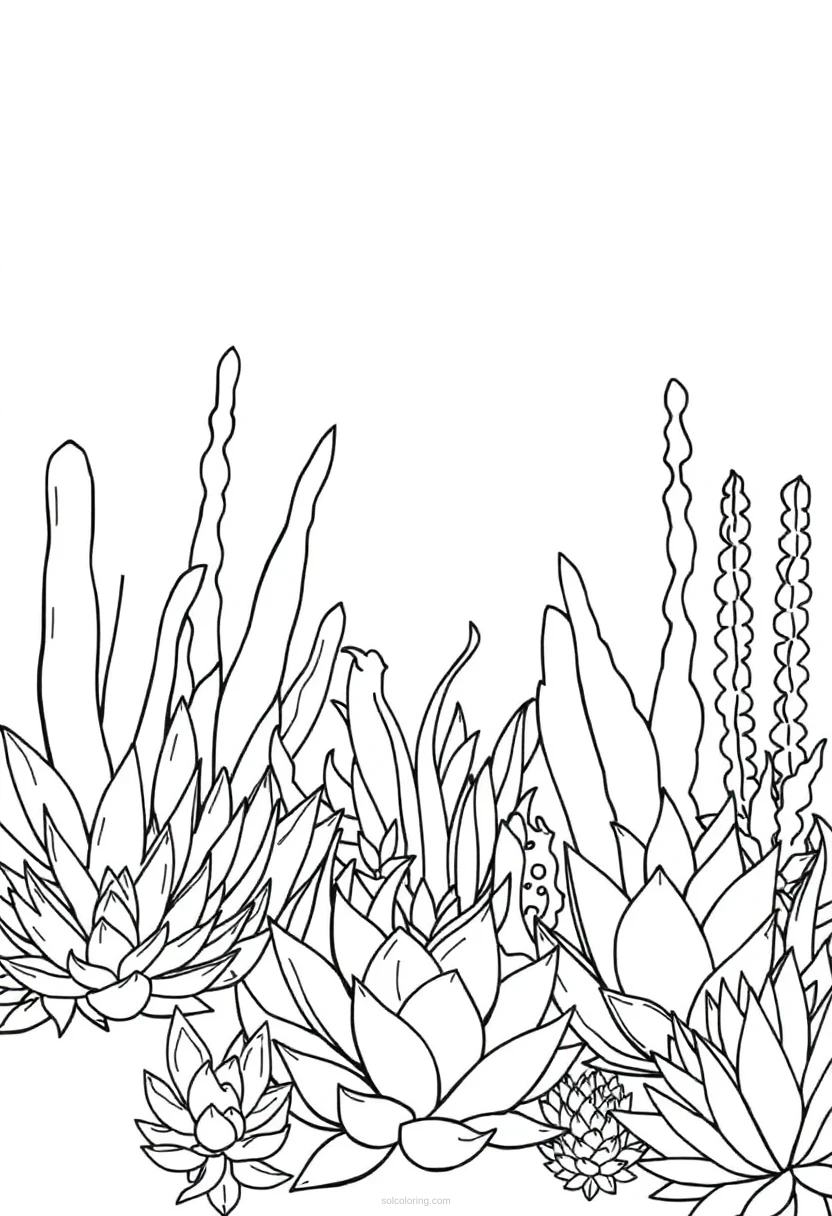 Succulent Garden coloring page for kids