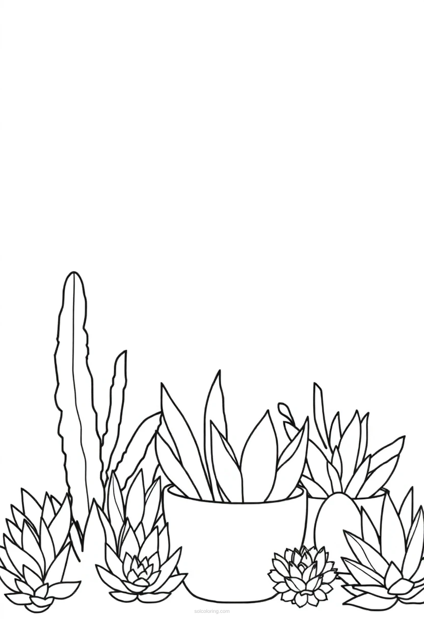 Succulent Garden coloring page for kids