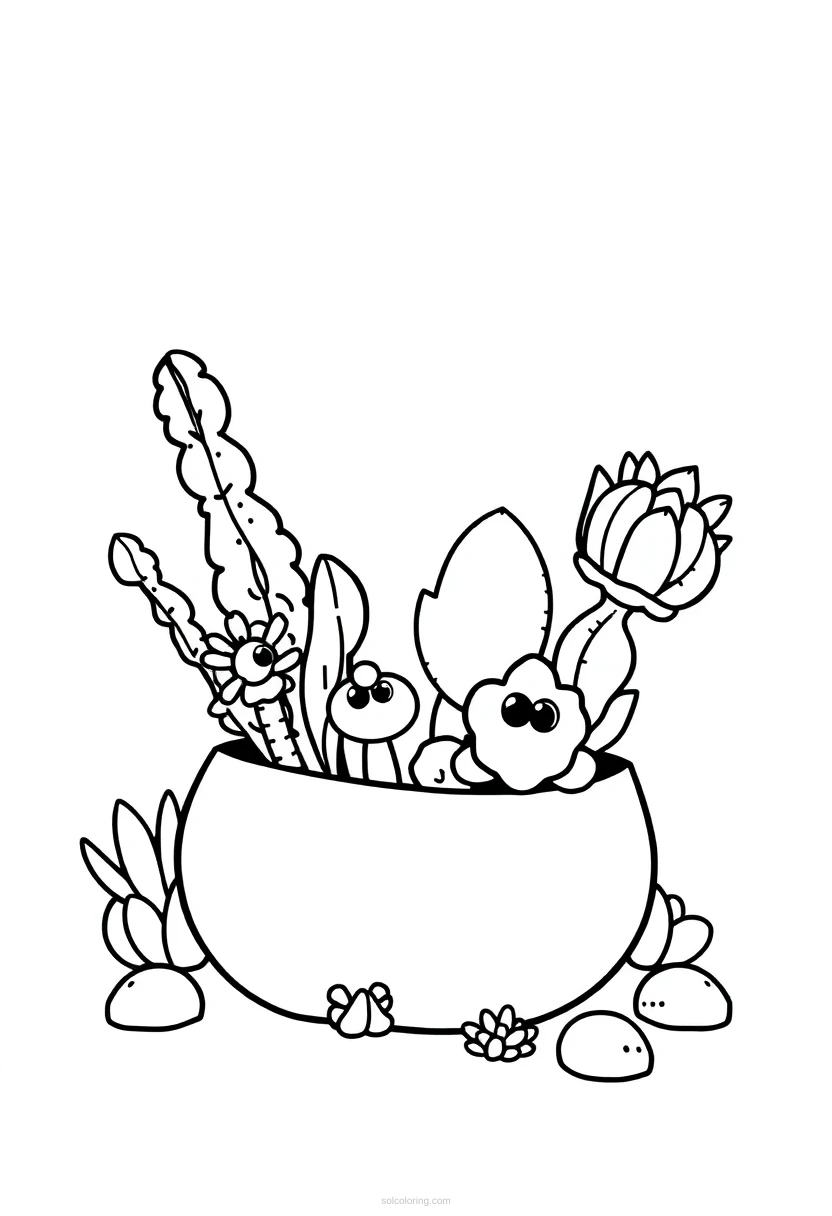 Succulent Garden coloring page for kids