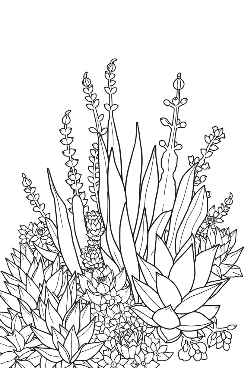 Succulent Garden coloring page for kids
