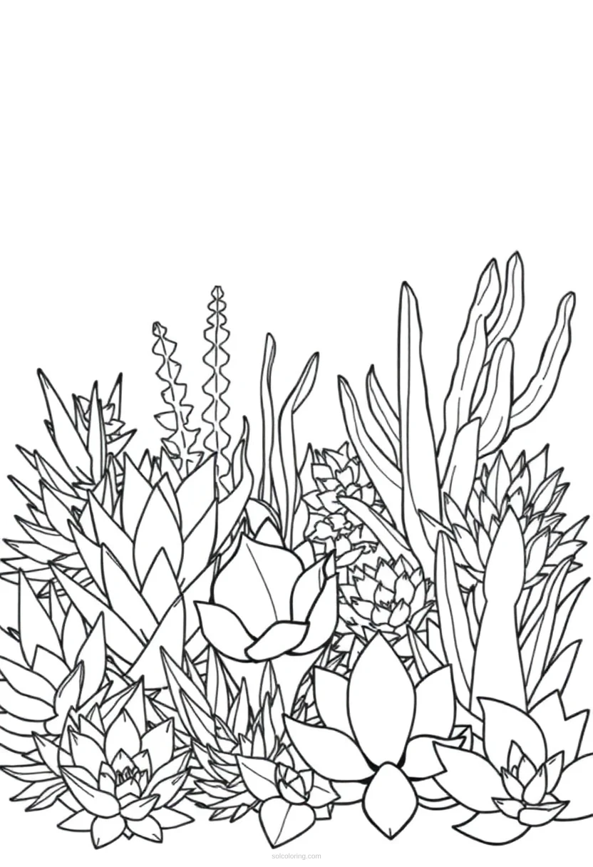Succulent Garden Cute Cartoon coloring pages