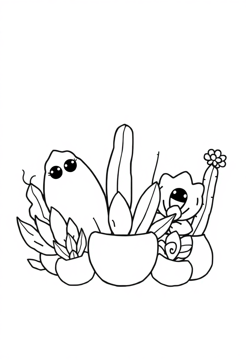 Succulent Garden coloring page, free printable
