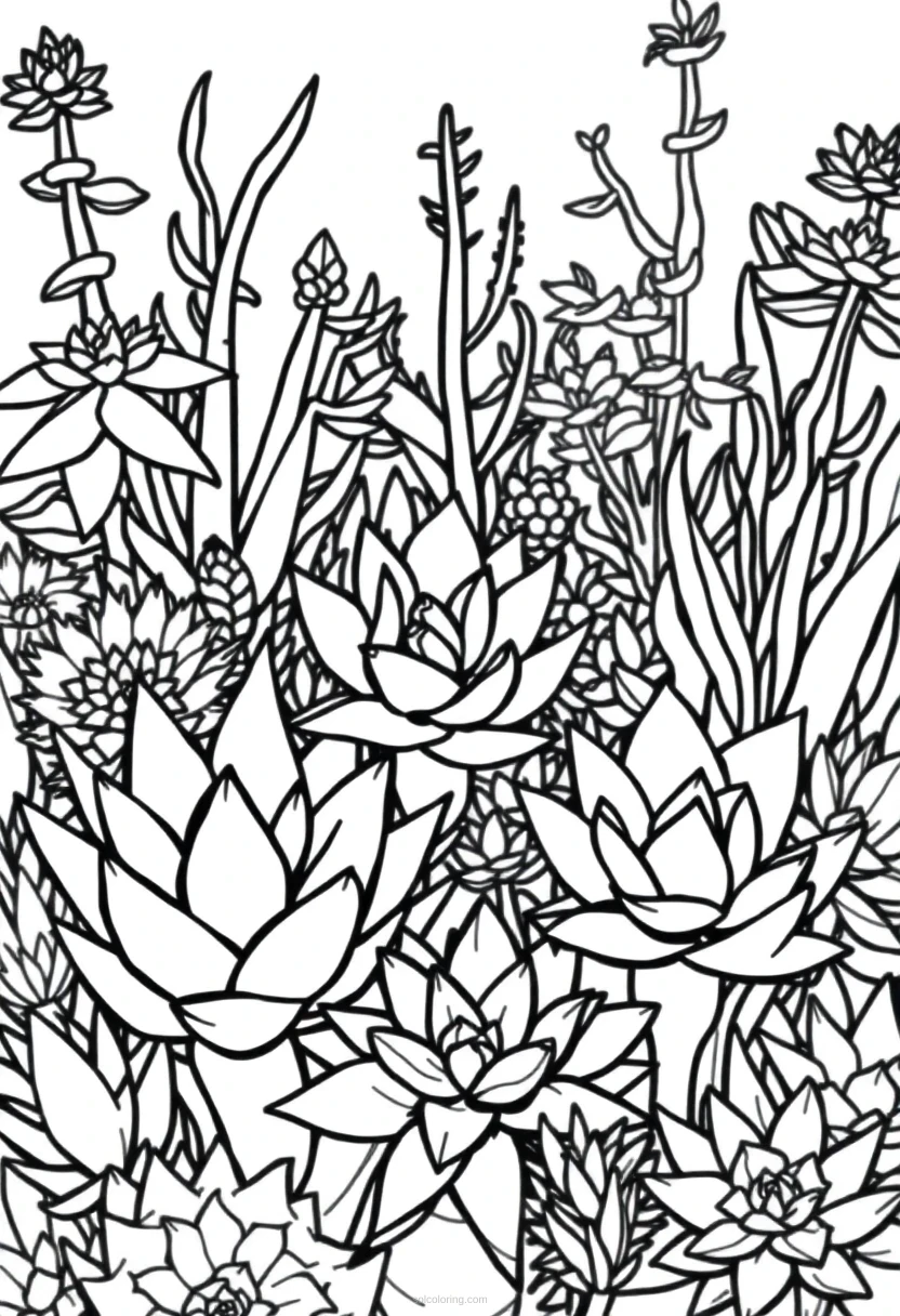 Succulent Garden coloring page for kids