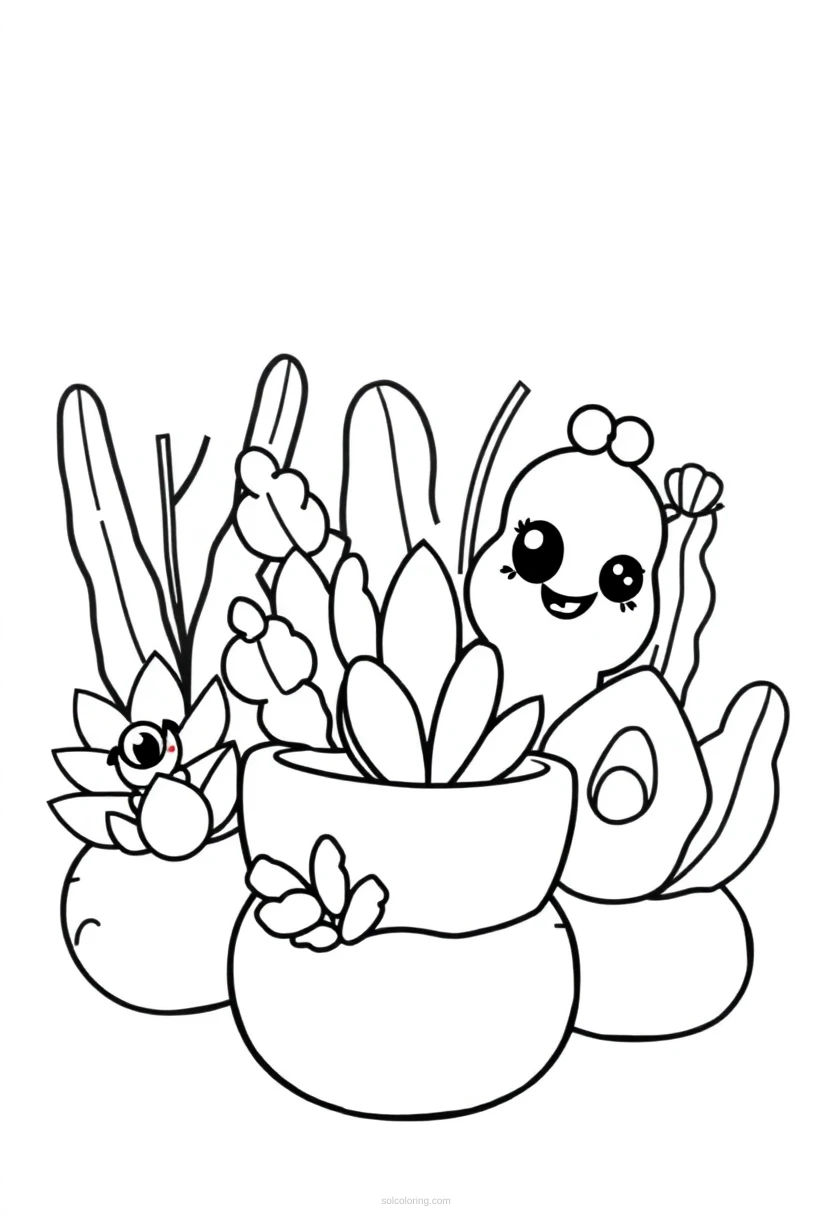 Succulent Garden coloring page for kids