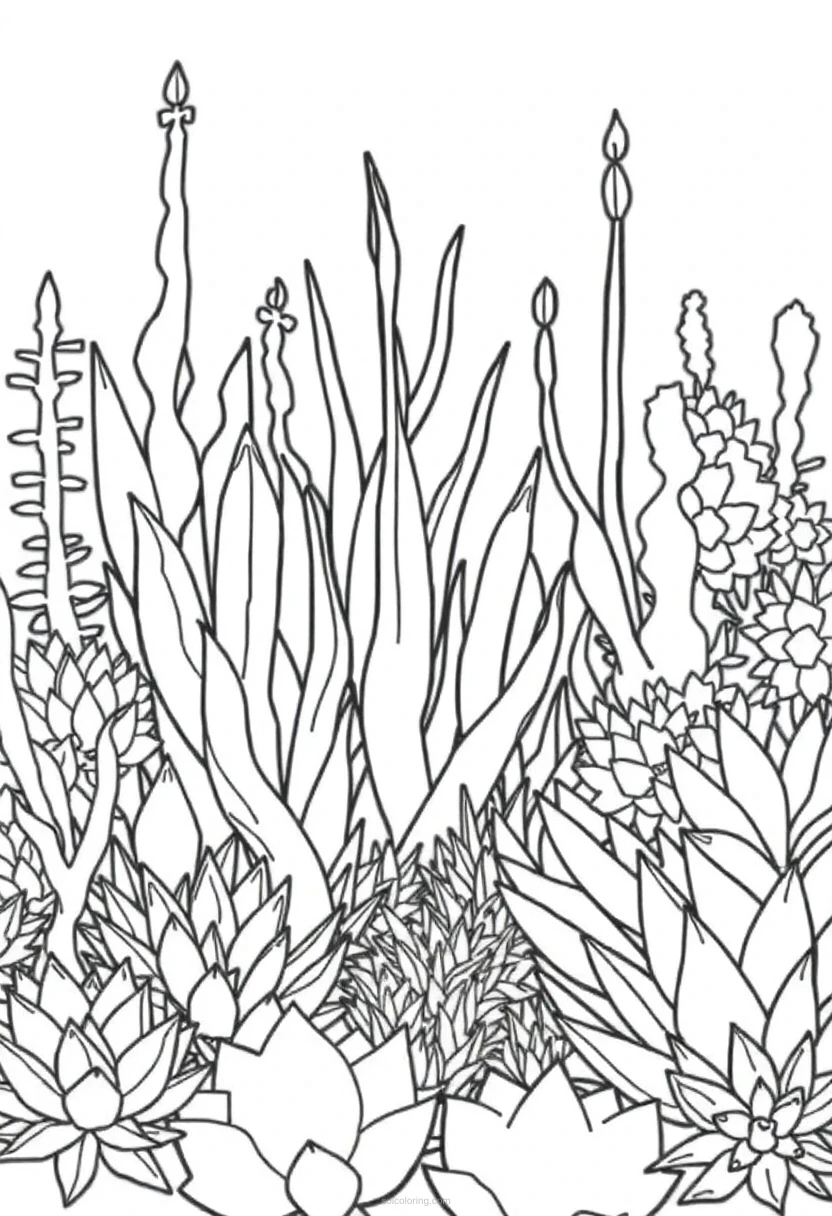 Succulent Garden coloring page for kids