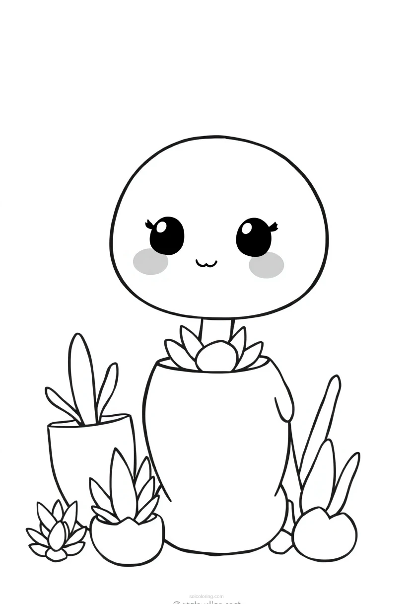 Succulent Garden Simple coloring page for kids