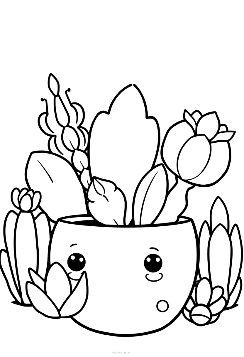 Succulent Garden coloring page for kids