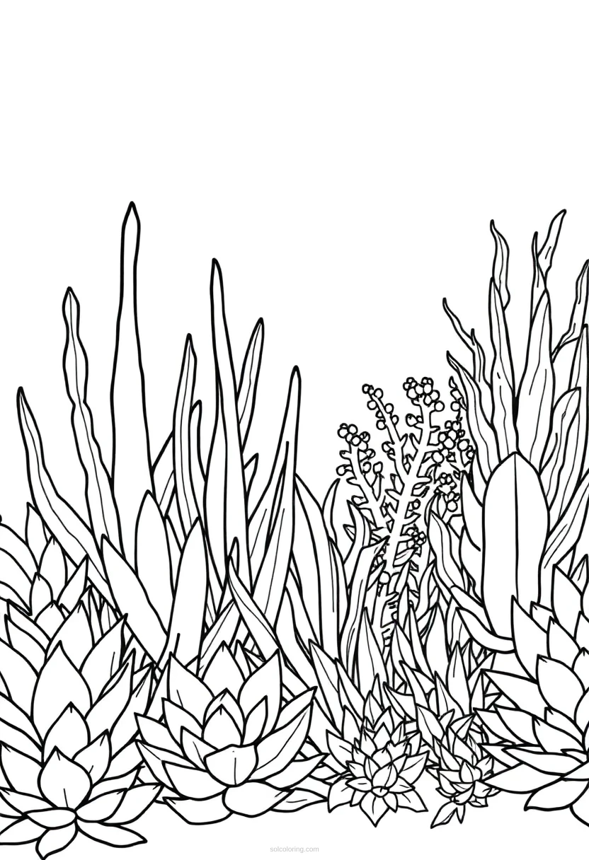 Succulent Garden coloring page for kids