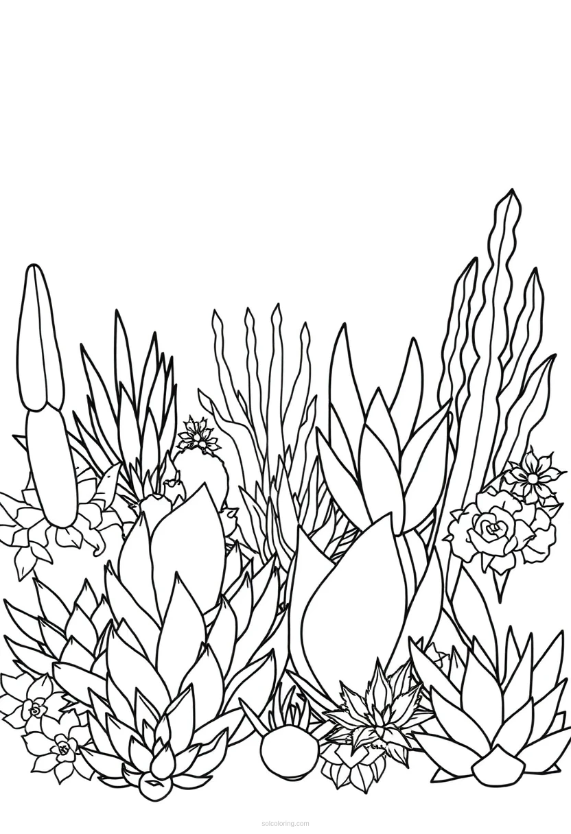 Succulent Garden Simple coloring pages