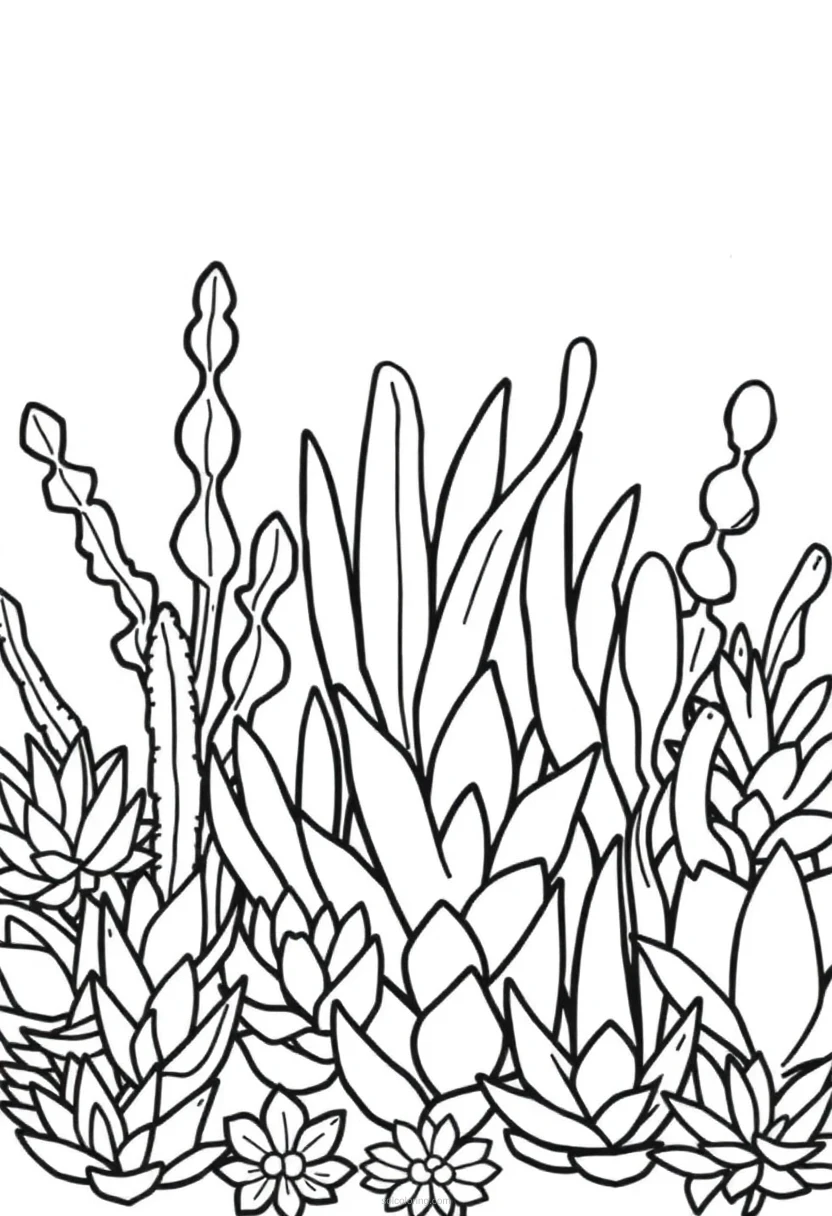 Succulent Garden coloring page for kids