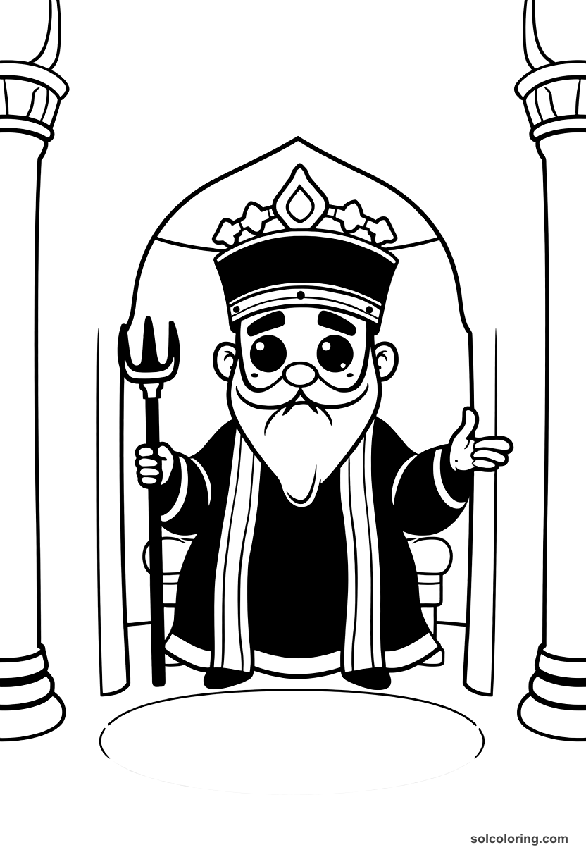 Cute Cartoon Suleiman the Lawgiver in the Divan coloring page, free printable cute cartoon style