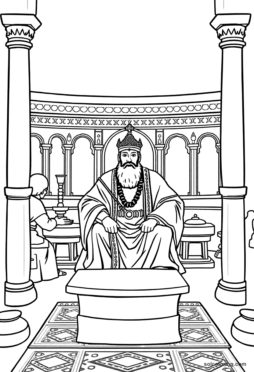 Simple Suleiman the Lawgiver in the Divan coloring page, free printable simple style