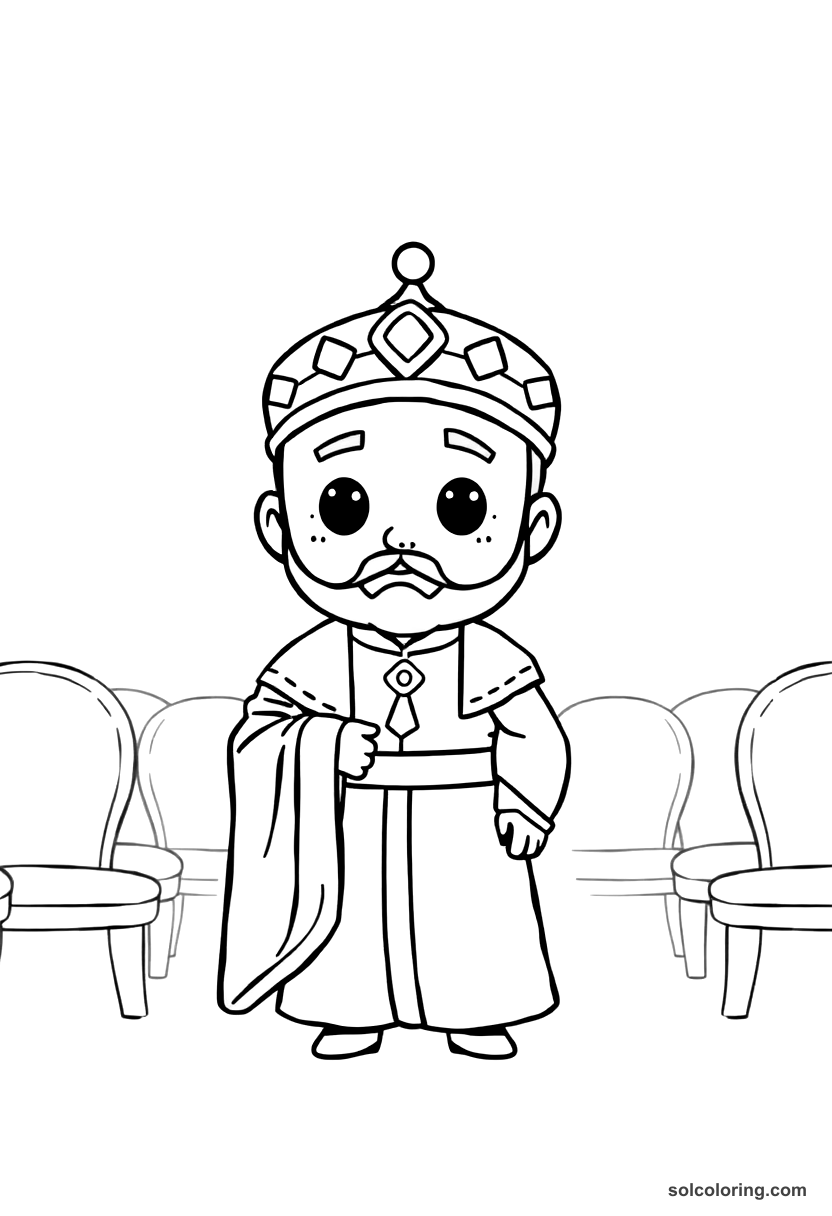Chibi Suleiman the Magnificent in His Court coloring page, free printable chibi style