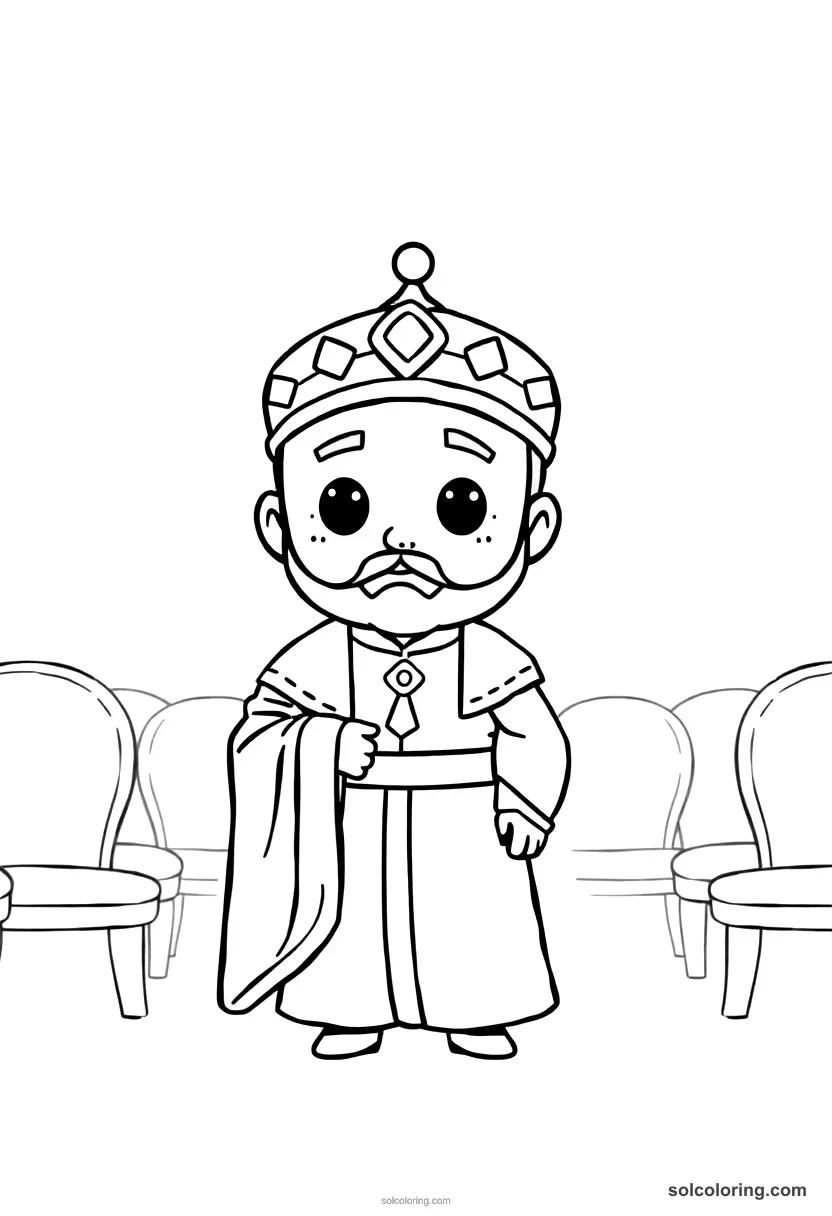Chibi Suleiman the Magnificent in His Court chibi coloring page for kids