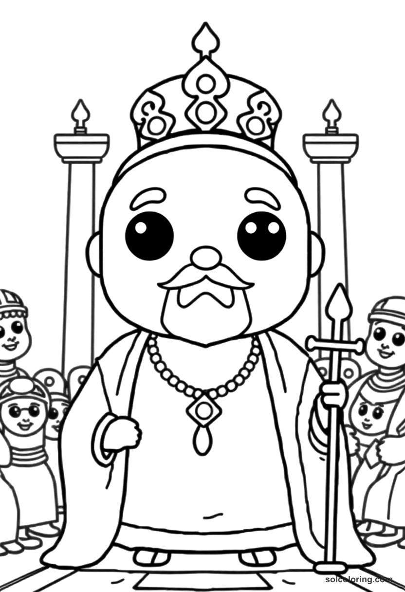 Cute Cartoon Suleiman the Magnificent in His Court coloring page, free printable cute cartoon style