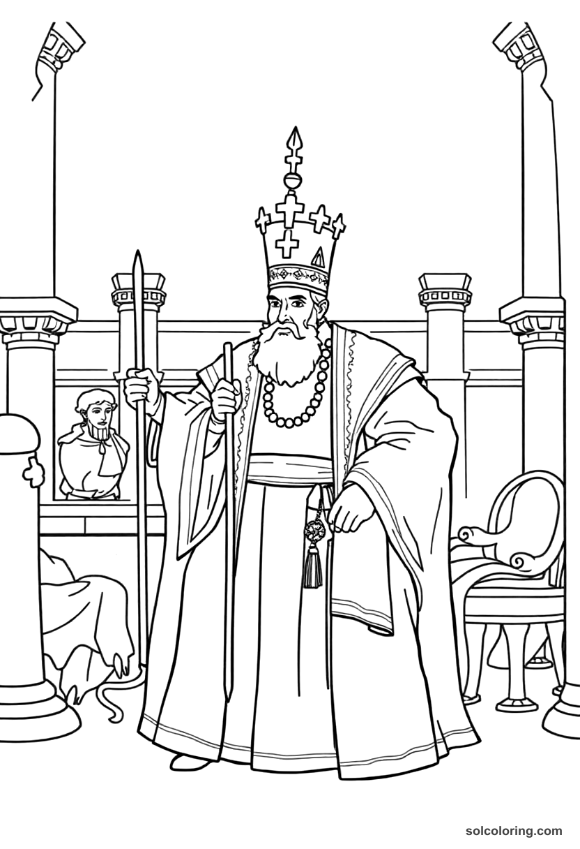 Simple Suleiman the Magnificent in His Court coloring page, free printable simple style