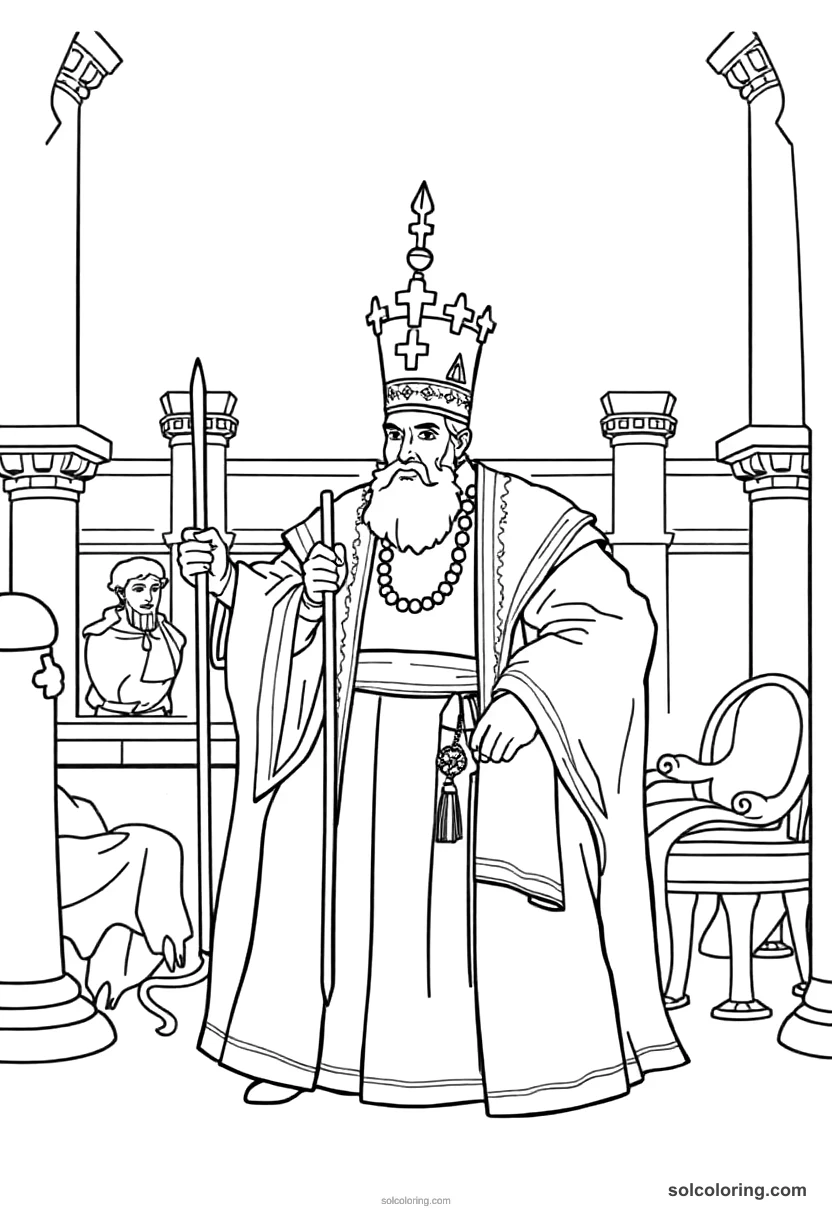 Simple Suleiman the Magnificent in His Court simple coloring page for kids
