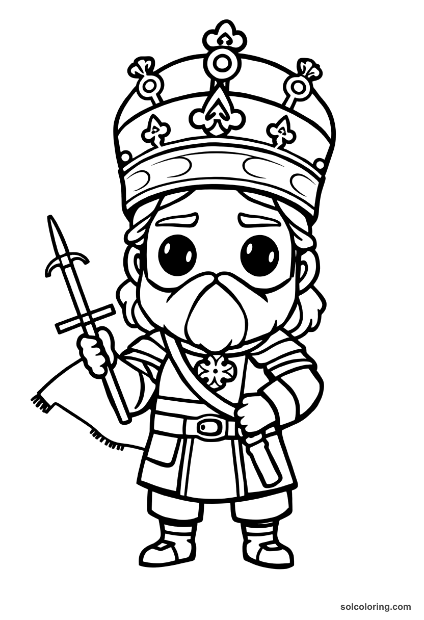 Chibi Sultan Mehmed IV at the Vienna Siege coloring page, free printable chibi style