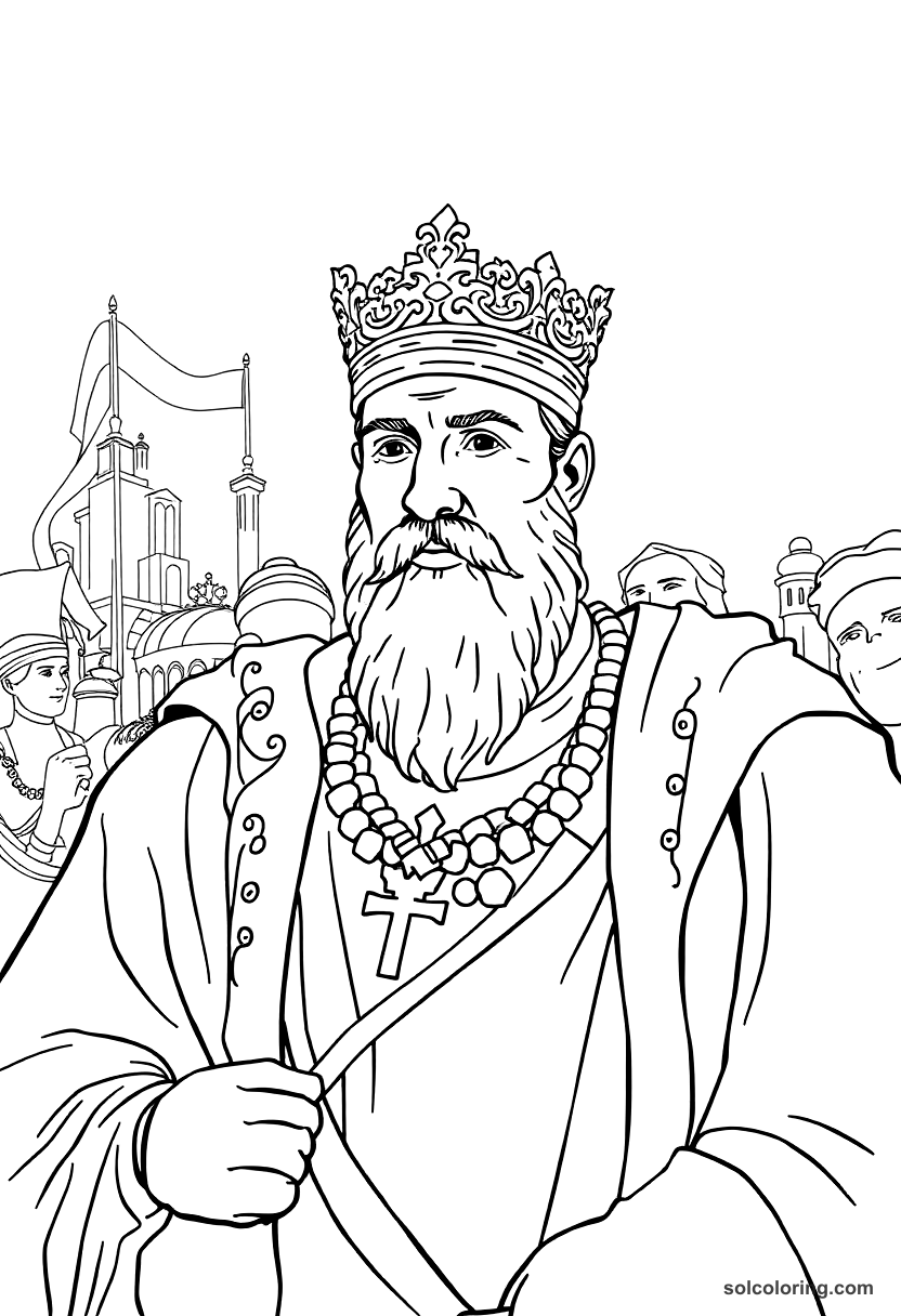 Sultan Mehmed IV at the Vienna Siege coloring page, free printable realistic style