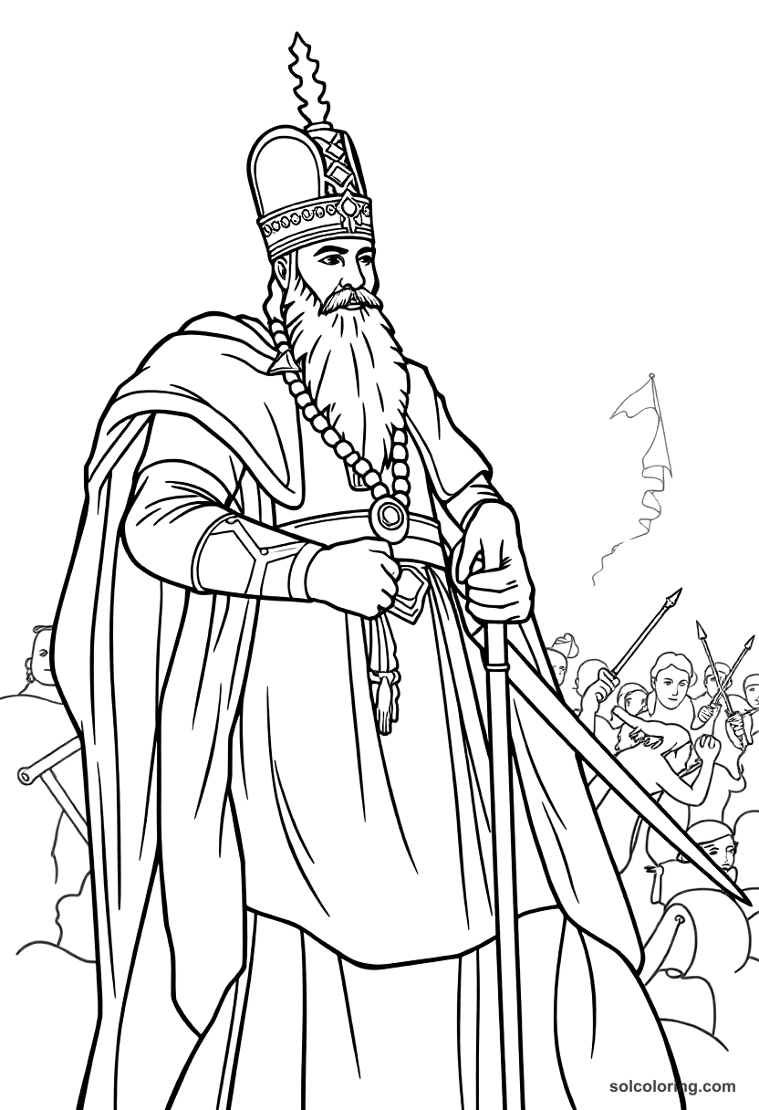 Simple Sultan Mehmed IV at the Vienna Siege coloring page, free printable simple style