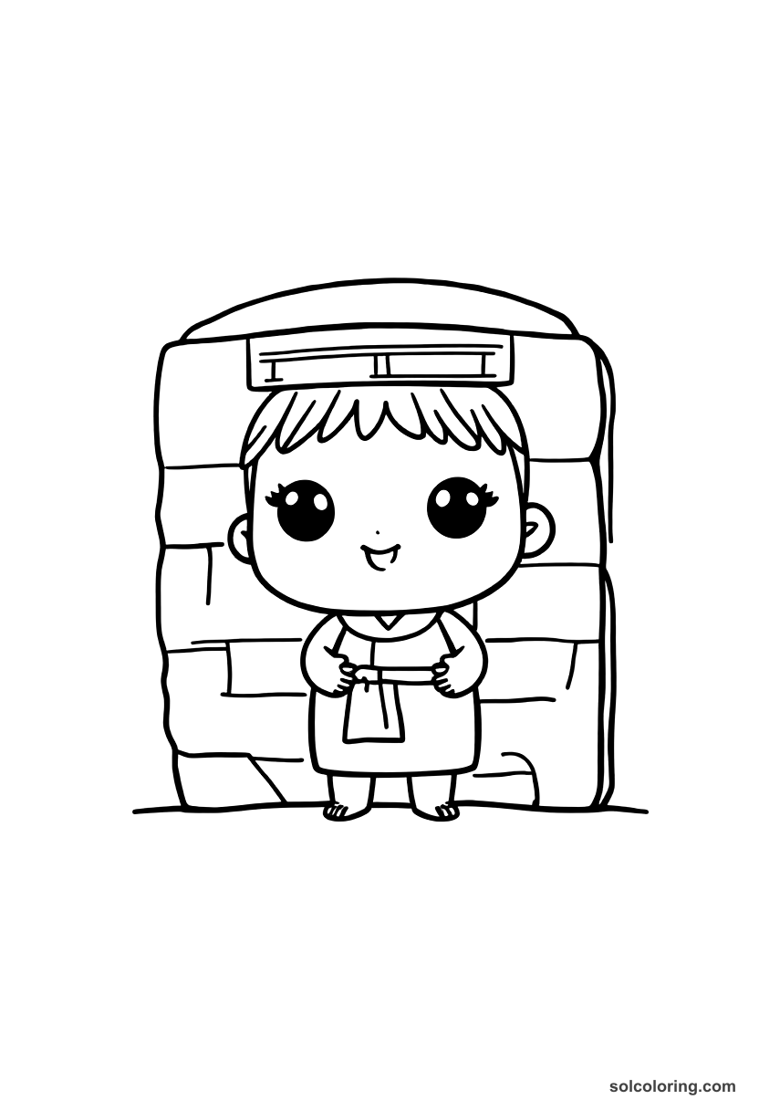 Chibi Sumerian Cuneiform Clay Tablet School coloring page, free printable chibi style